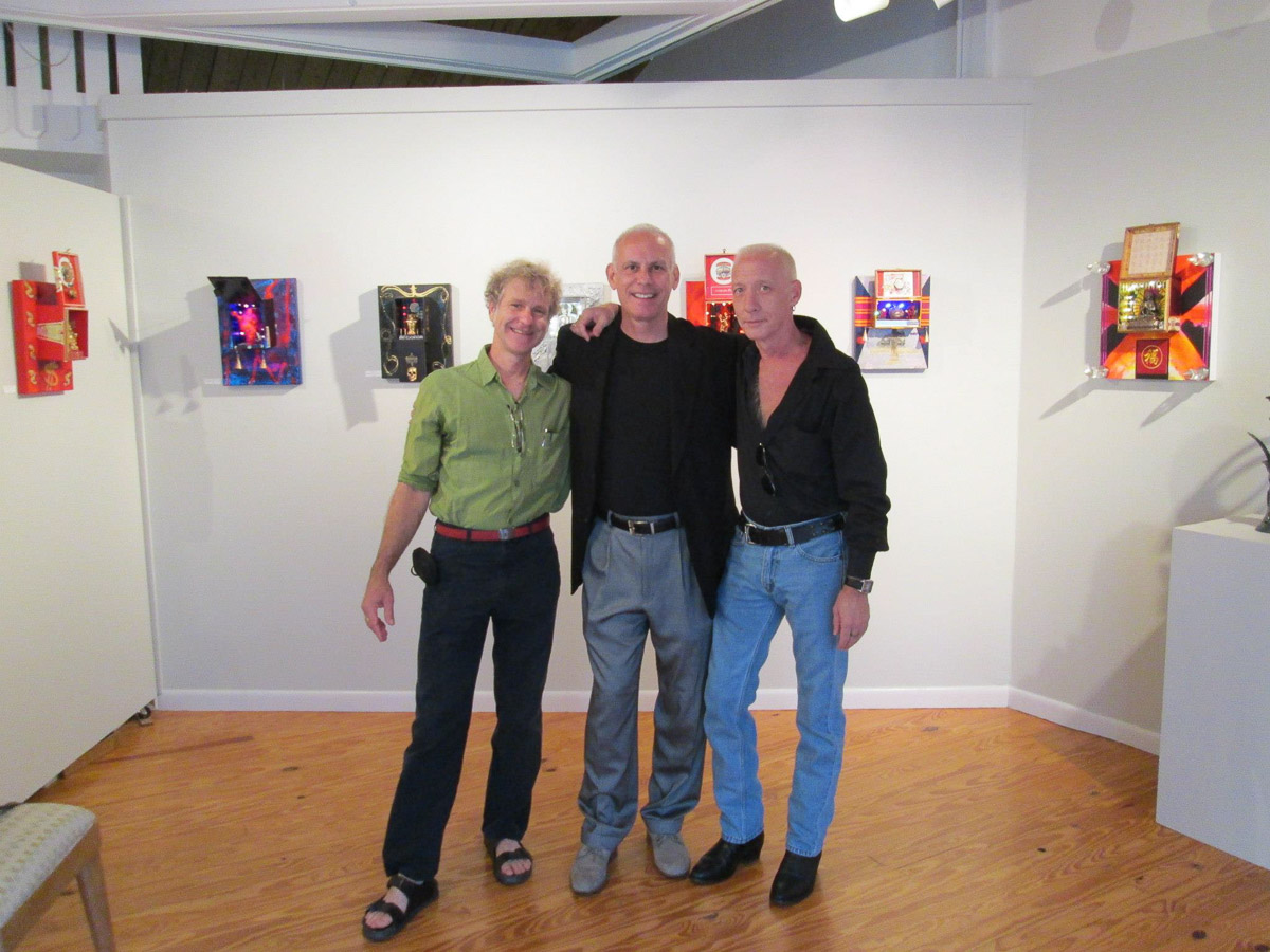 Lawrence Voytek, Michael Beauchemin and Michael St Amand in front of the Container series at opening night at Watson Macrae Gallery Sanibel, Florida-2012